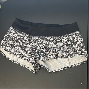 lululemon athletica Black & White Floral Athletic Shorts